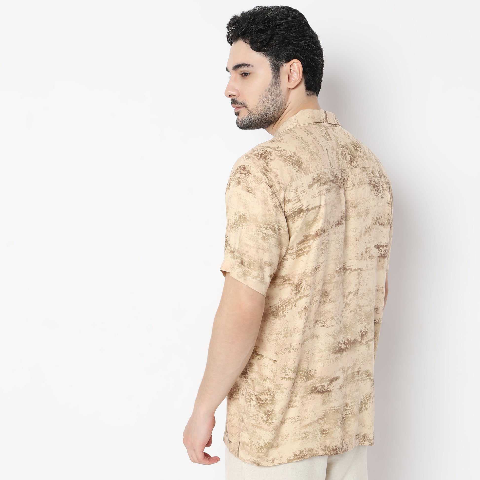 Regular Fit Printed Camp Collar Shirt