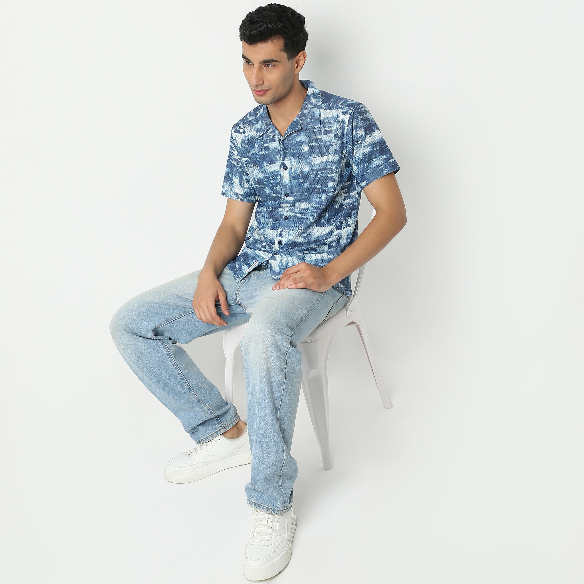 Regular Fit Printed Camp Collar Regular Length Shirt