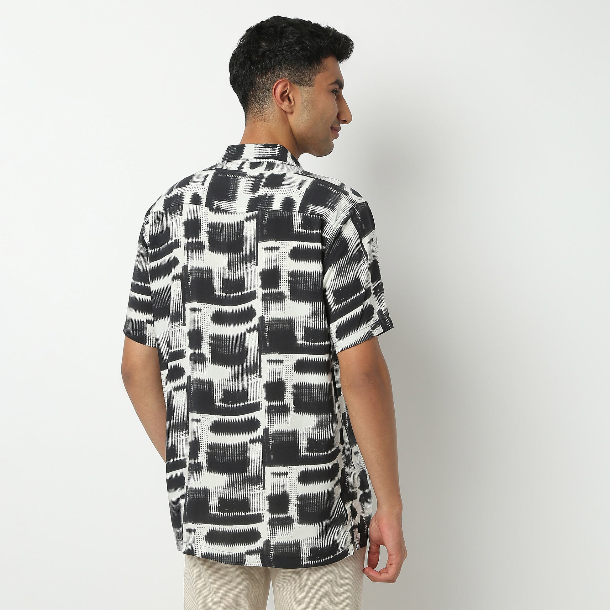 Regular Fit Printed Camp Collar Shirt