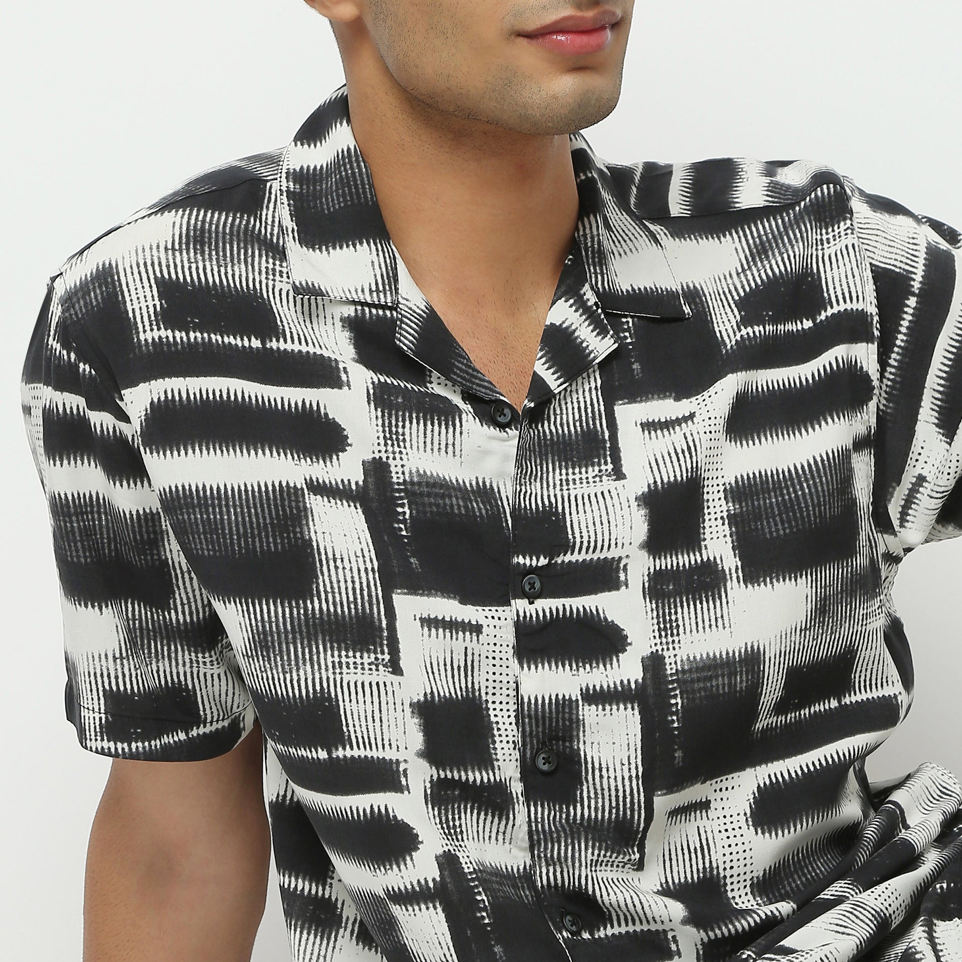 Regular Fit Printed Camp Collar Shirt
