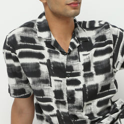 Regular Fit Printed Camp Collar Shirt