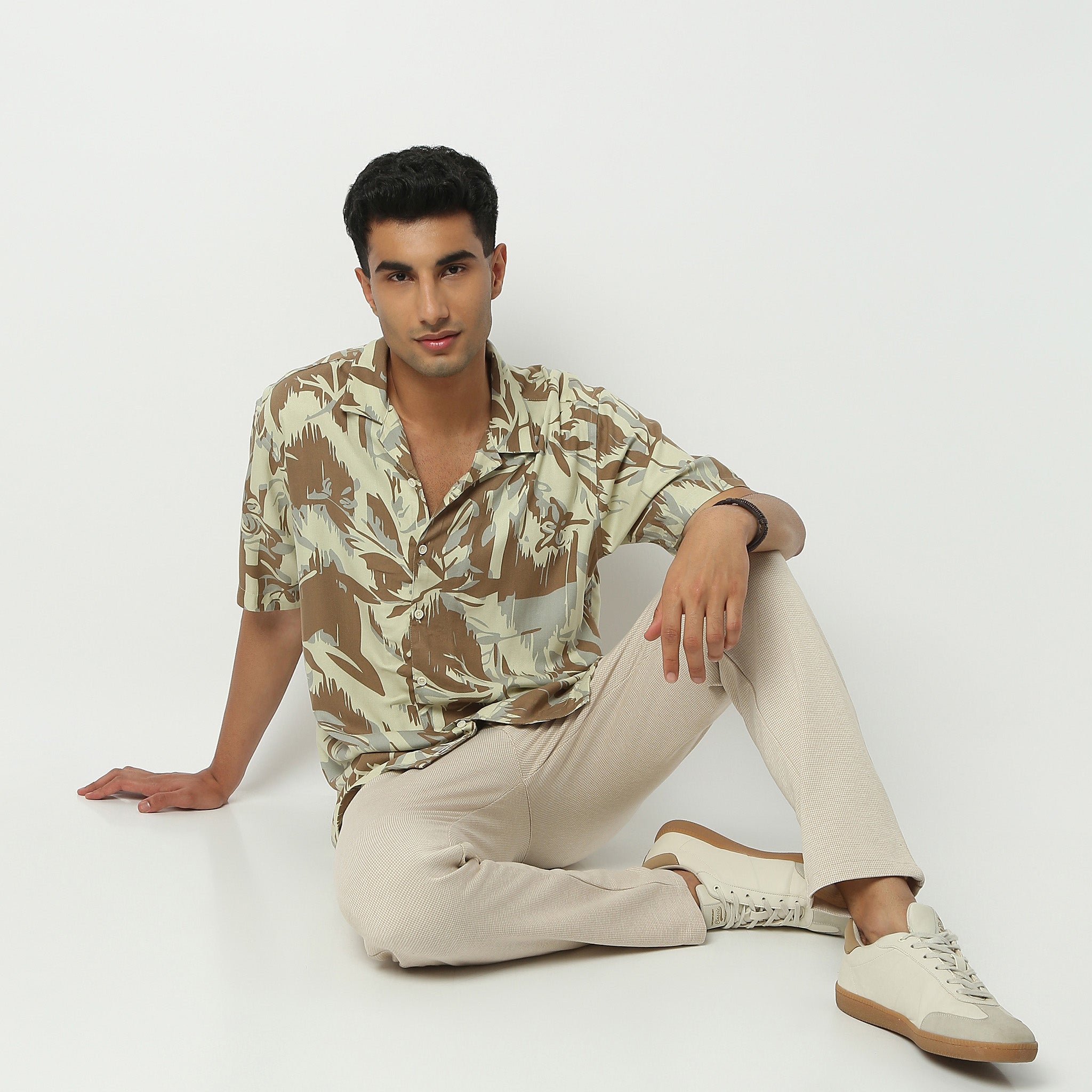 Regular Fit Printed Camp Collar Shirt