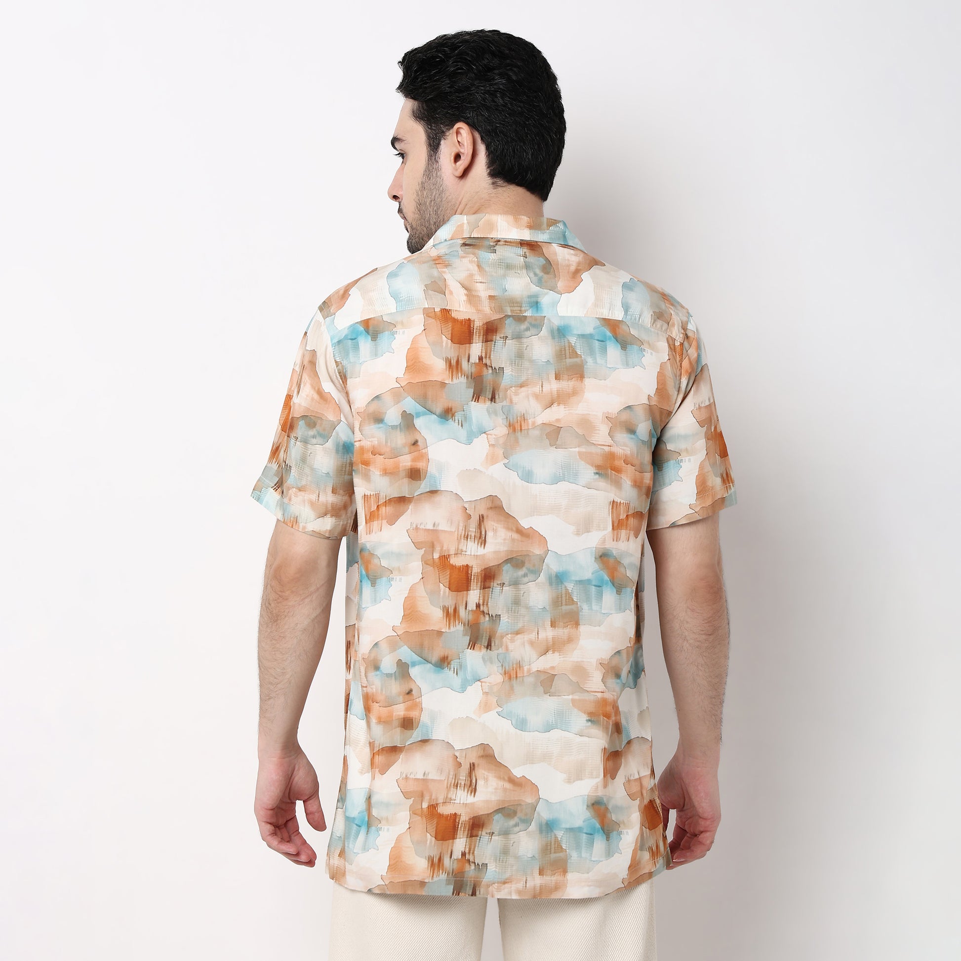 Mens Textured Cuban Shirt