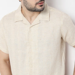 Regular Fit Solid Camp Collar Shirt