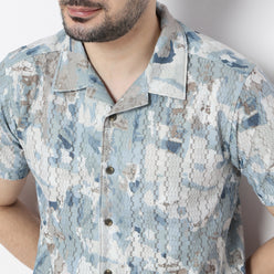 Regular Fit Printed Camp Collar Shirt