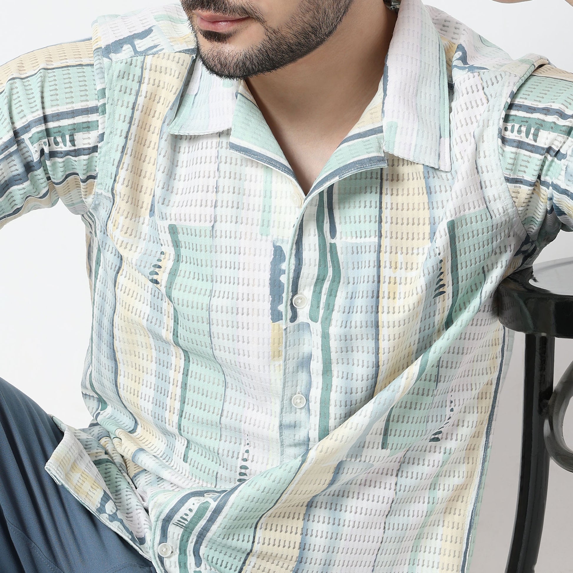 Regular Fit Printed Camp Collar Shirt