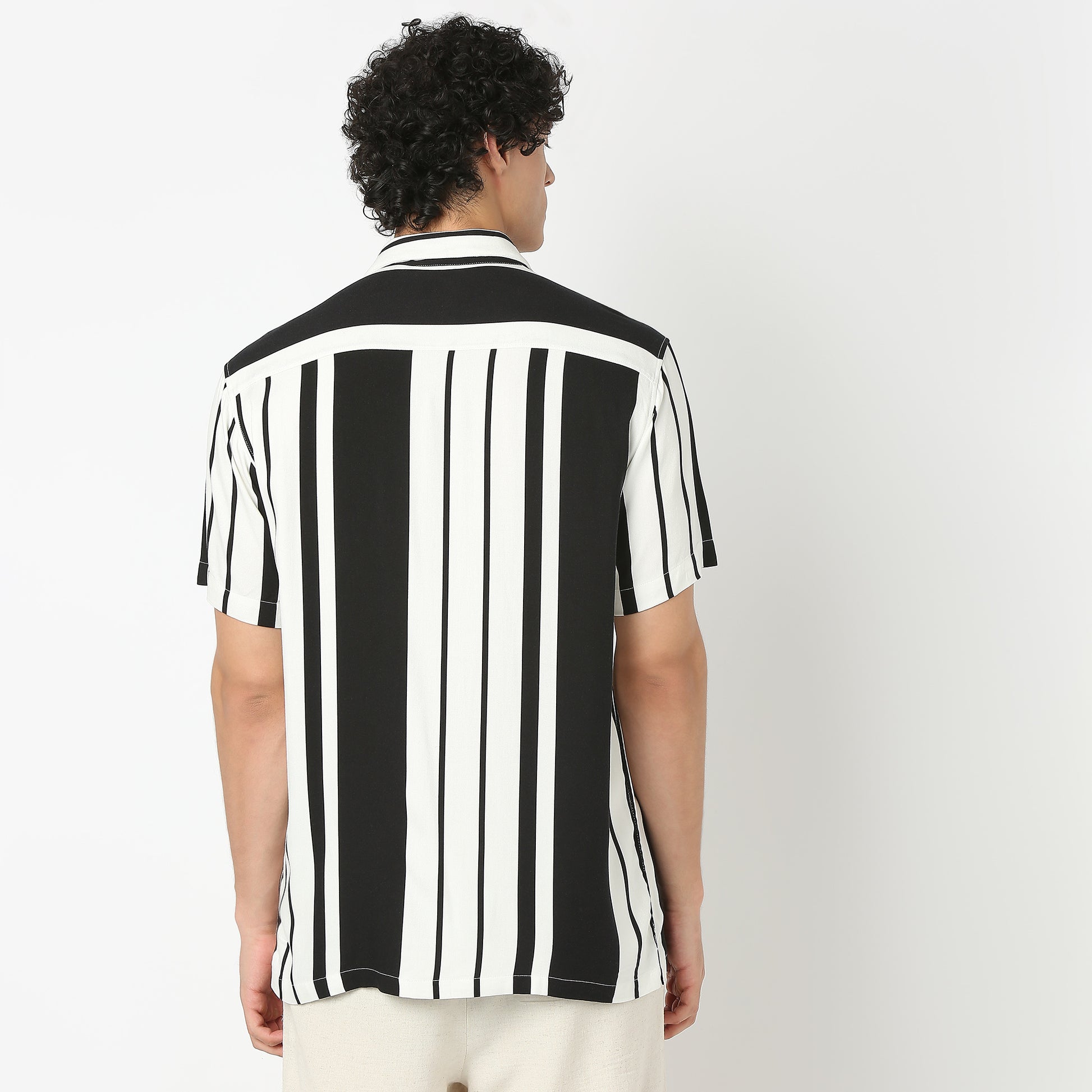 Striped Camp Collar Shirt