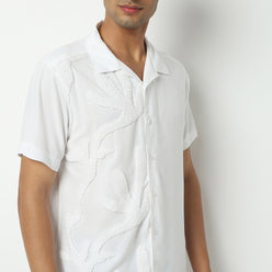 Regular Fit Solid Camp Collar Shirt