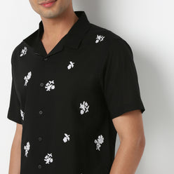 Camp Collar Embroidered Mood Shirt