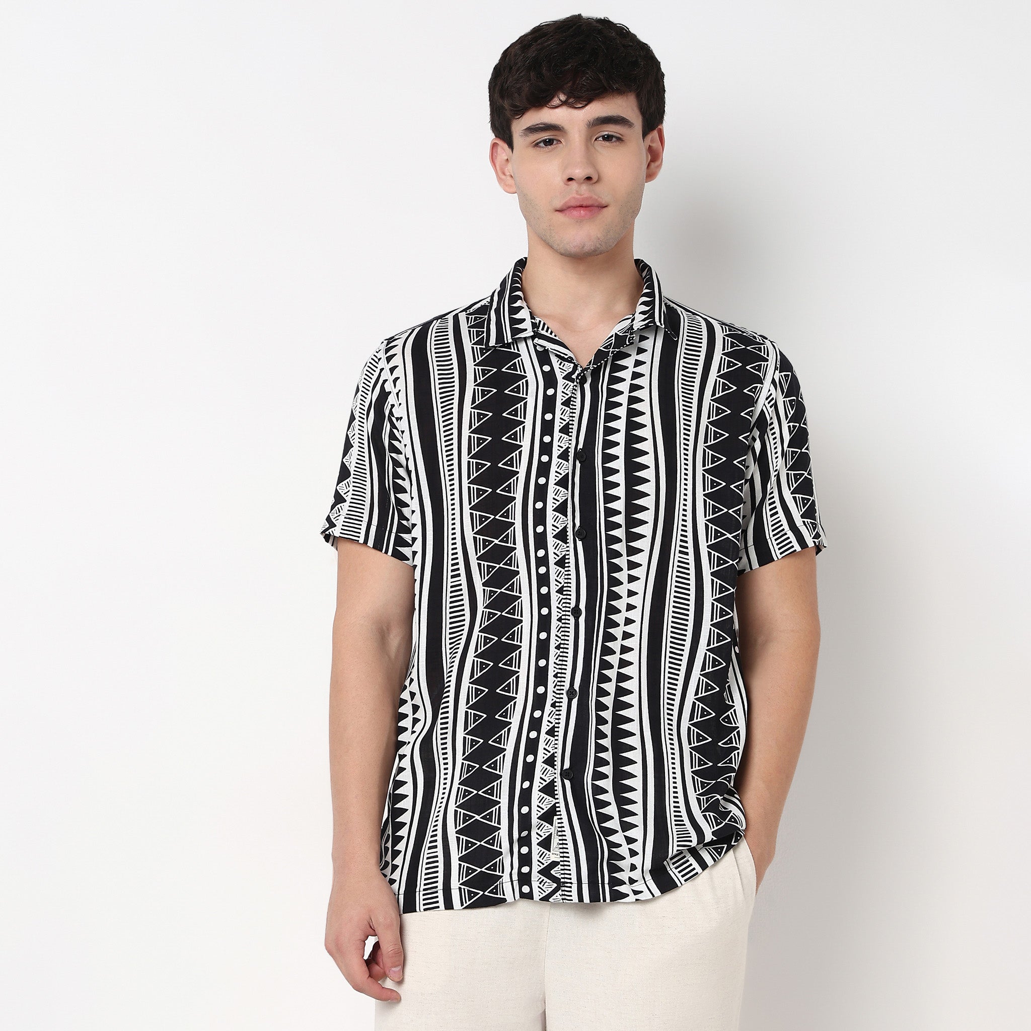 Cotton Textured Cuban Shirt