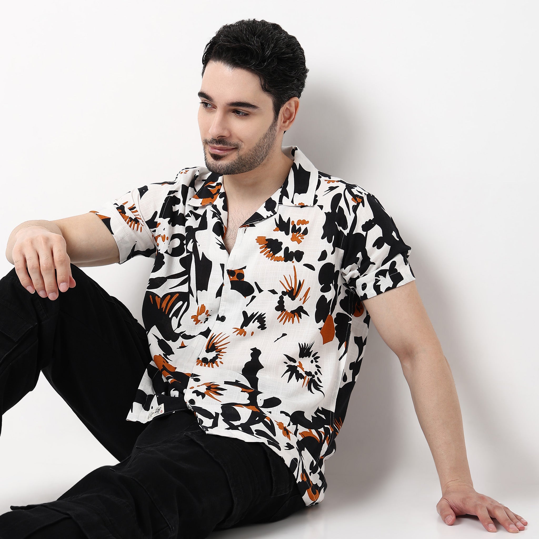 Mens Textured Cuban Shirt