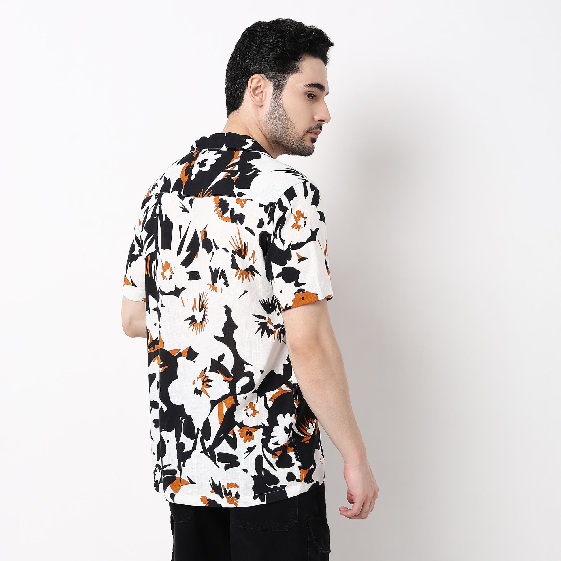 Mens Textured Cuban Shirt