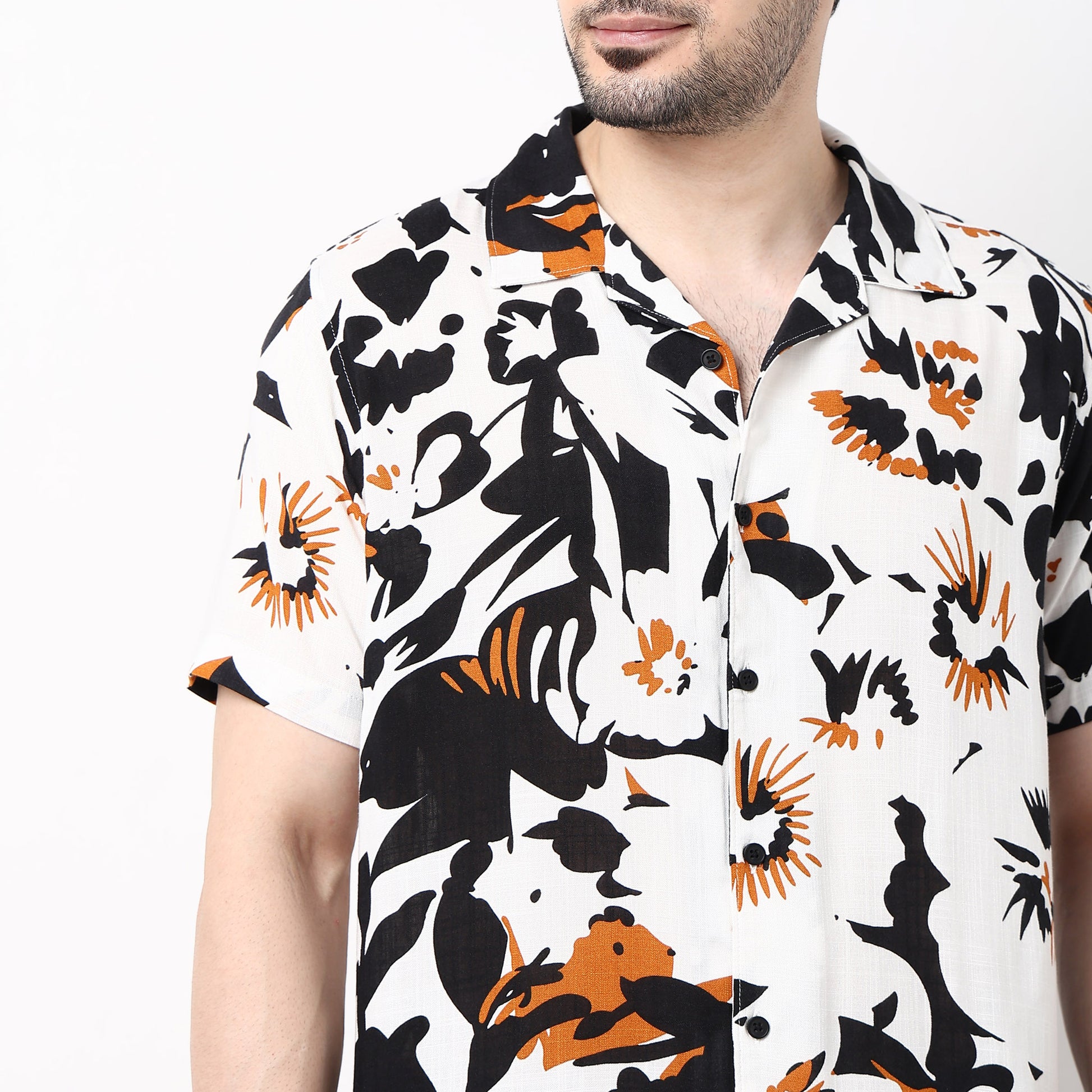 Mens Textured Cuban Shirt