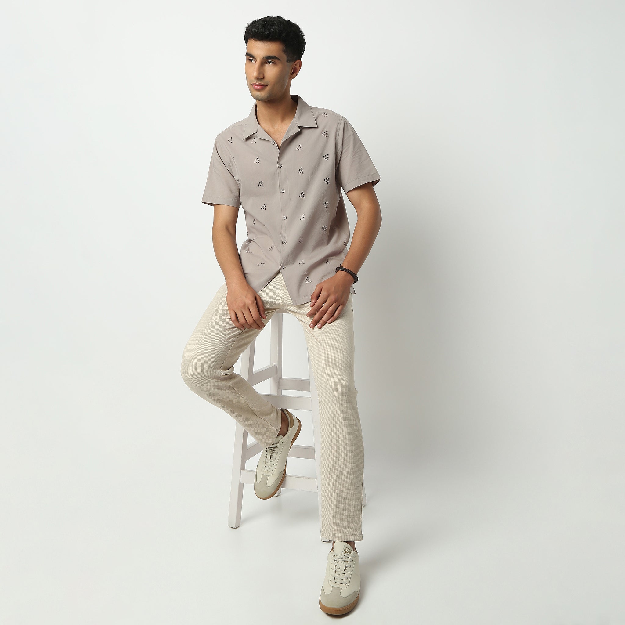 Regular Fit Solid Camp Collar Shirt