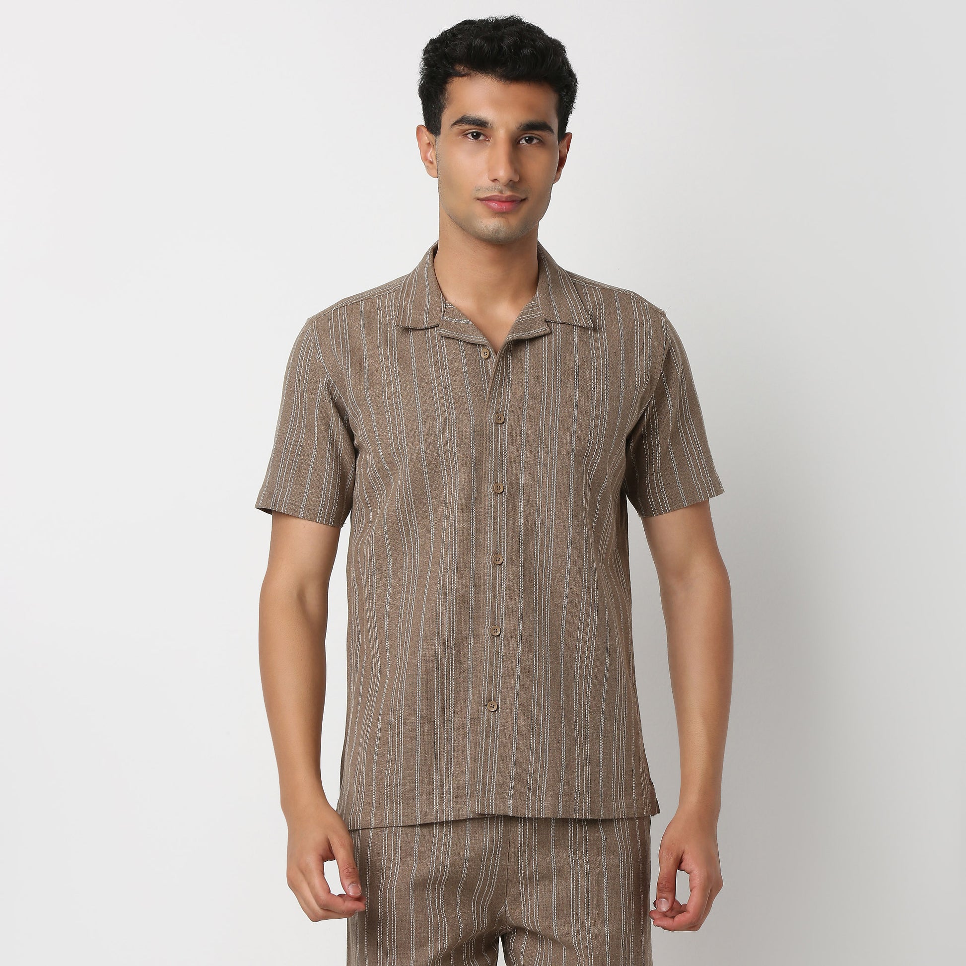 Camp Collar Striped Mood Shirt
