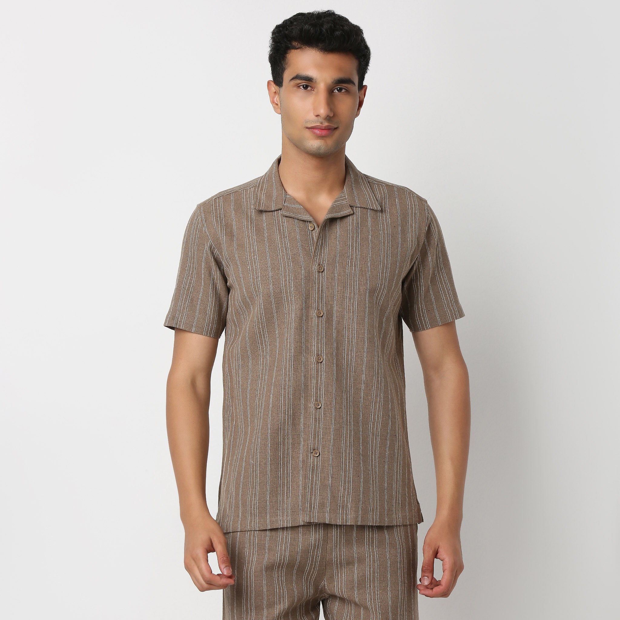 Camp Collar Striped Mood Shirt
