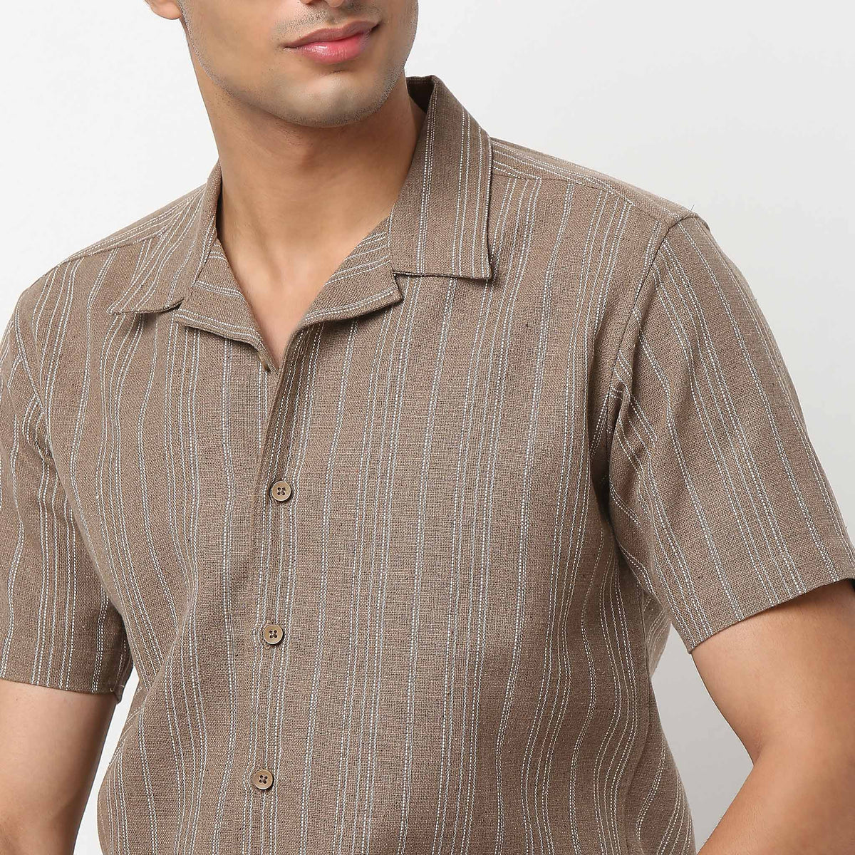 Camp Collar Striped Mood Shirt