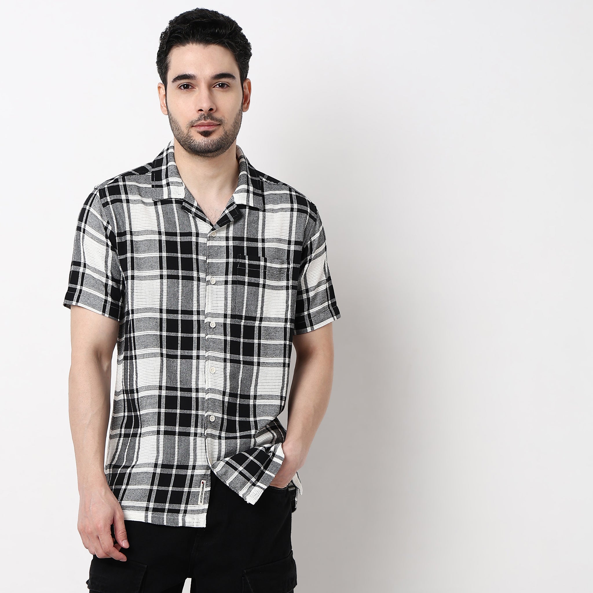 Mens Yarn Dyed Cuban Shirt