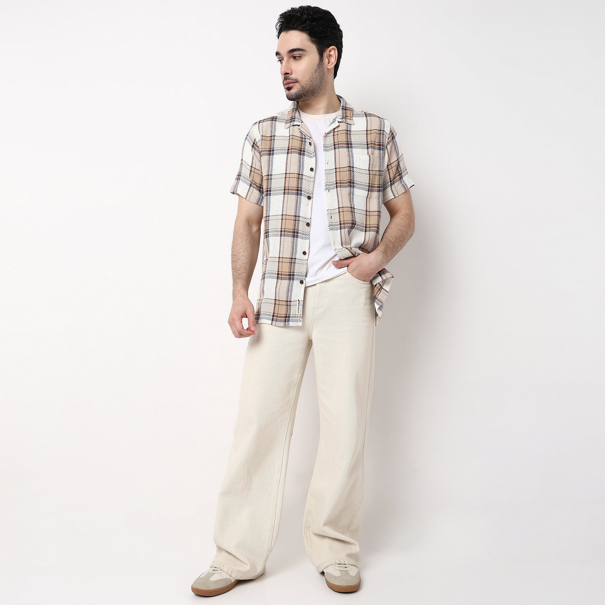 Camp Collar Yarn Dyed Half Sleeve Cuban Shirt