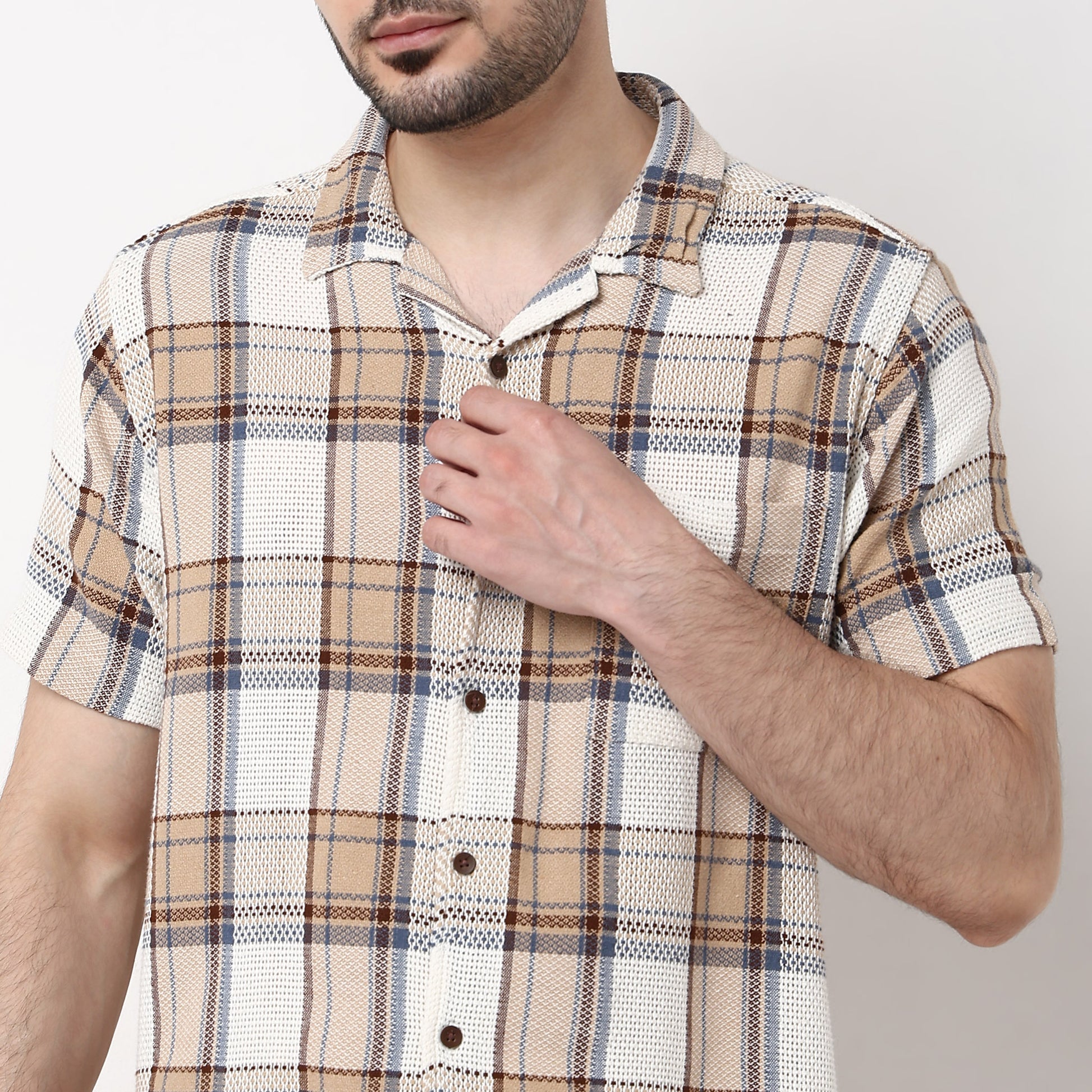 Camp Collar Yarn Dyed Half Sleeve Cuban Shirt