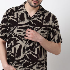 Mens Textured Printed Cuban Shirt