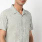 Lininᵉˣ - Linen Enriched Fine Natural Blend Shirts Printed Half Sleeve Camp Collar