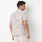 Lininᵉˣ - Linen Enriched Fine Natural Blend Shirts Printed Half Sleeve Camp Collar