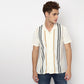 Striped Camp Collar University Half Sleeve Shirt