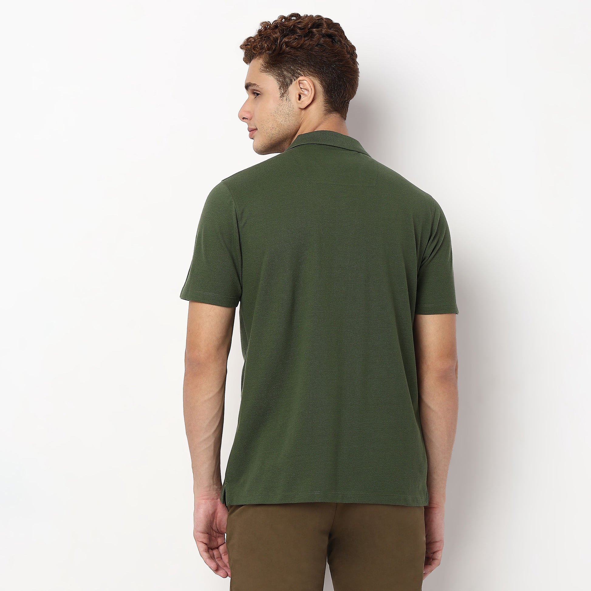 Knitted Striped Camp Collar Half Sleeve Shirt