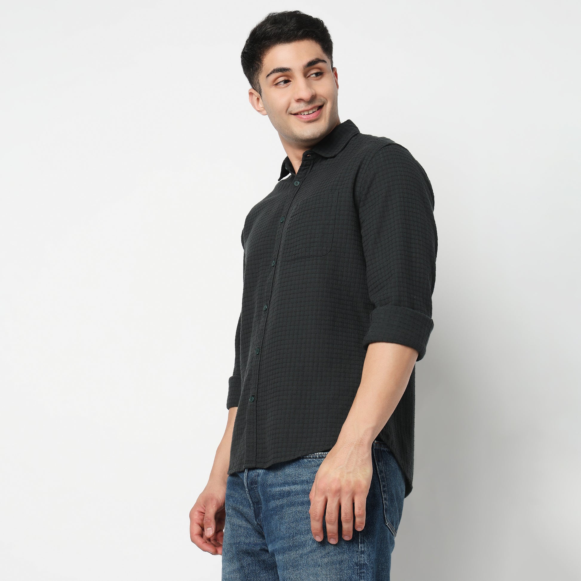 Cotton Textured Cuban Shirt 