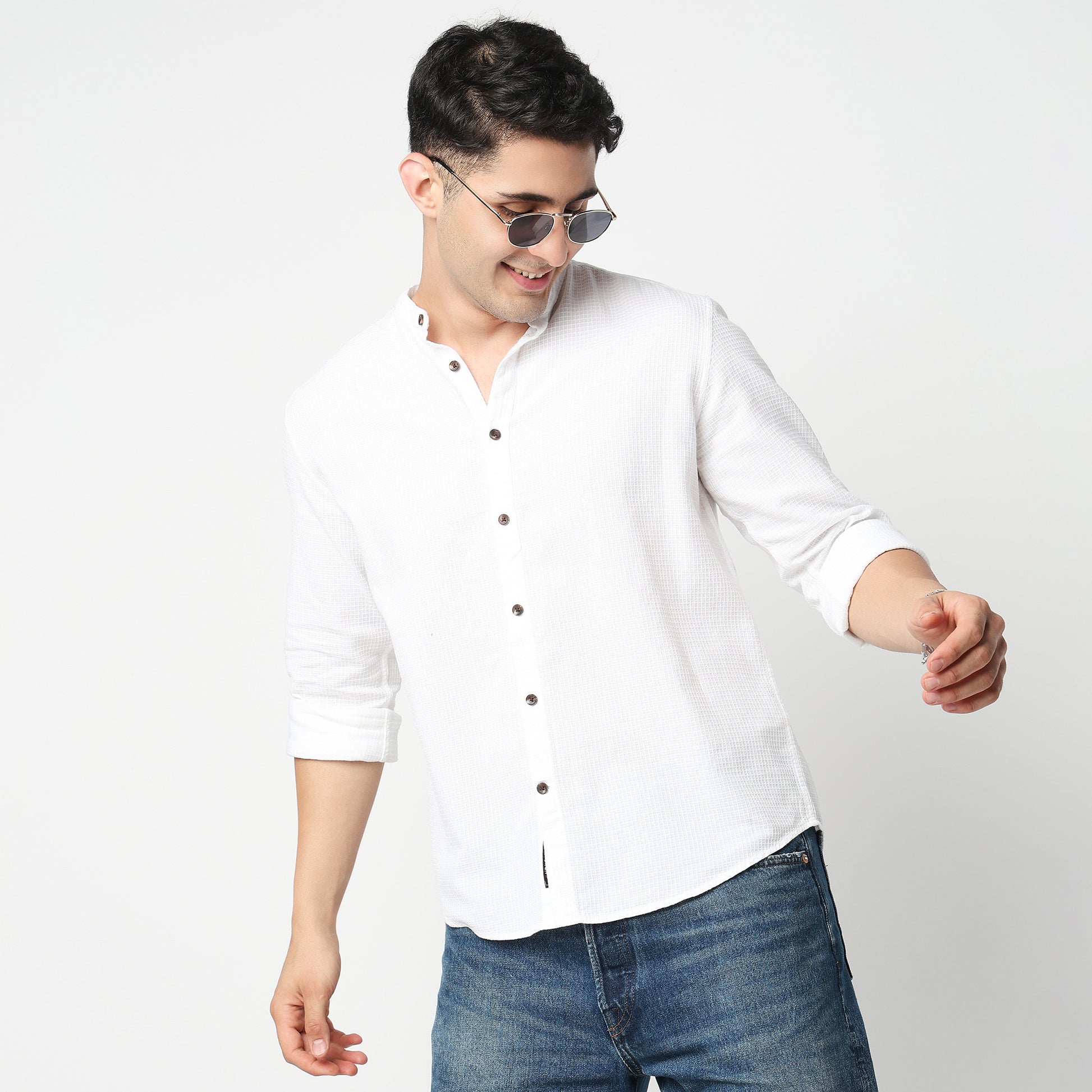 Cotton Textured Cuban Shirt 