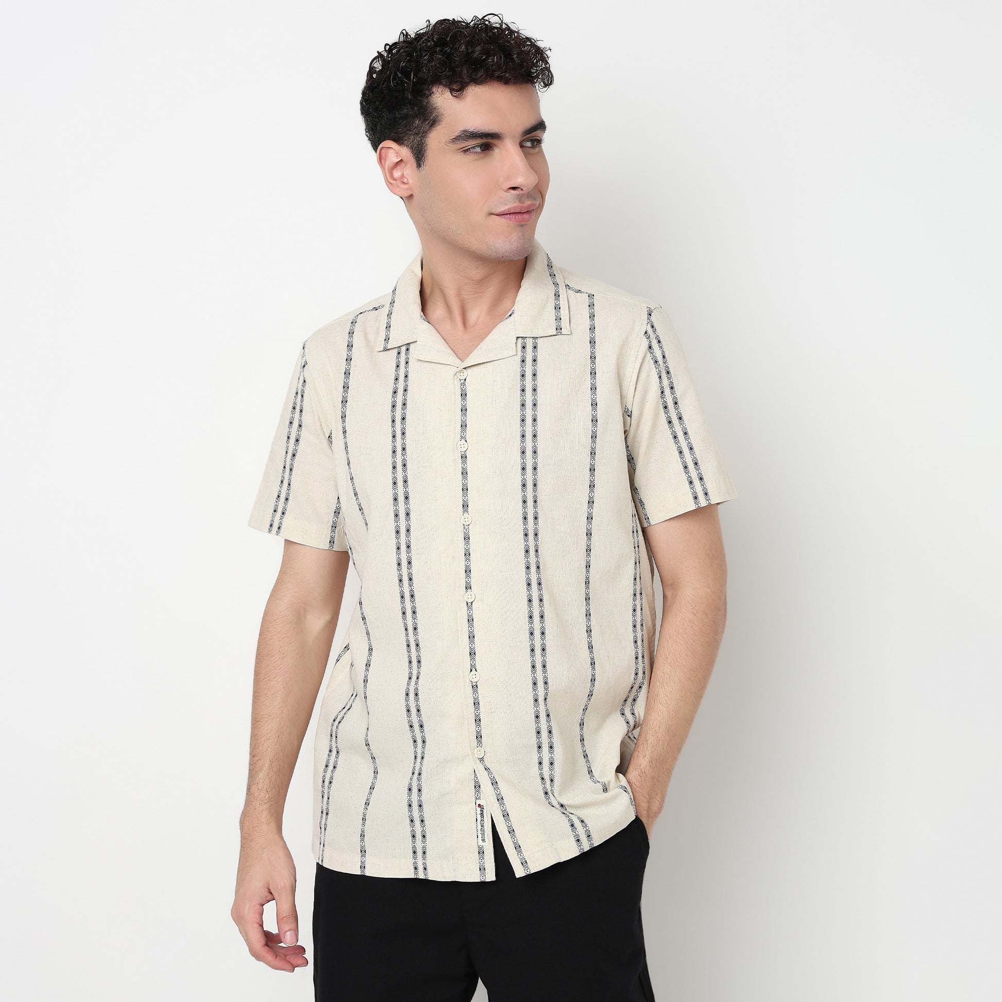 Buy Men Regular Fit Structured Half Sleeve Shirt  - Style Union