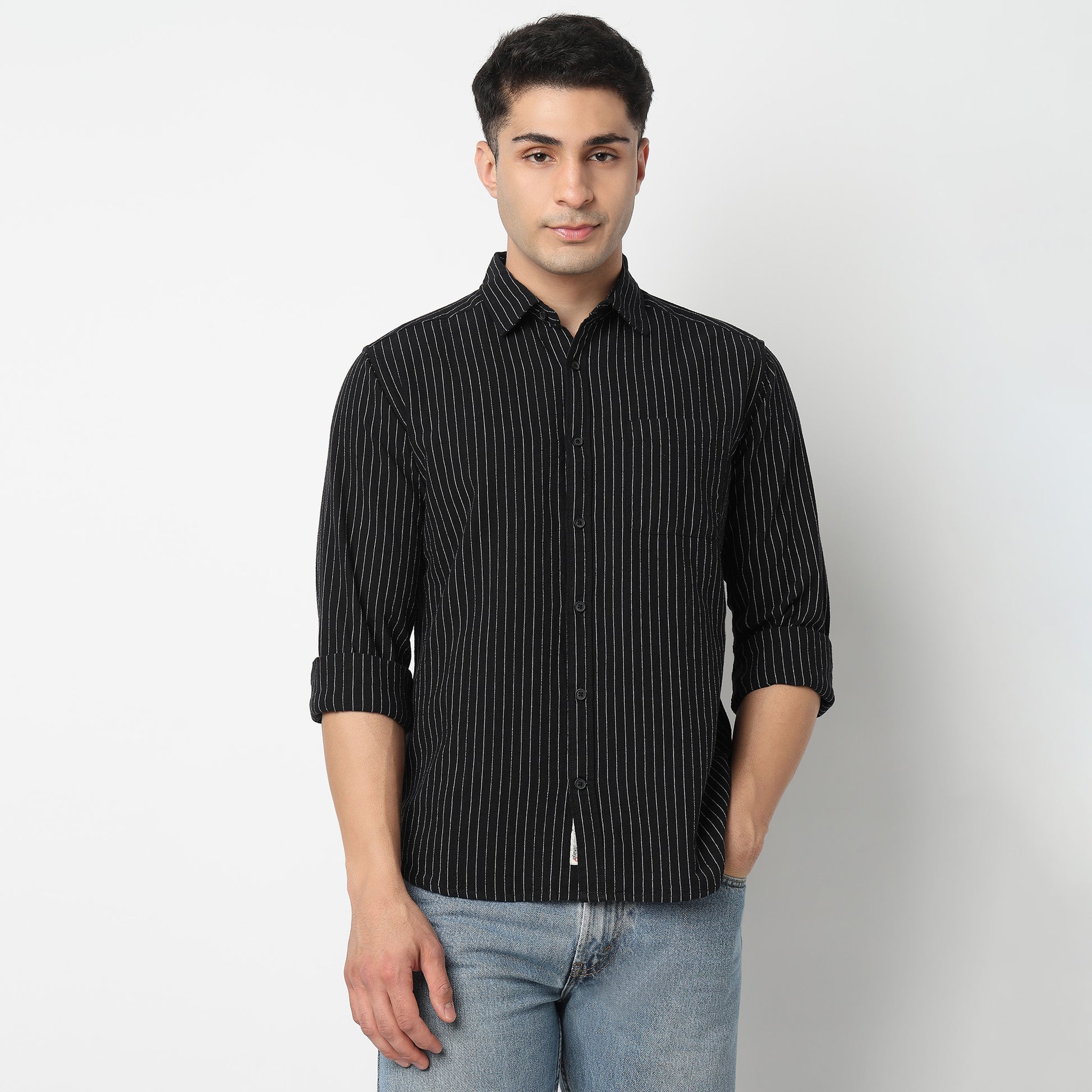 Cotton Striped Cuban Shirt 