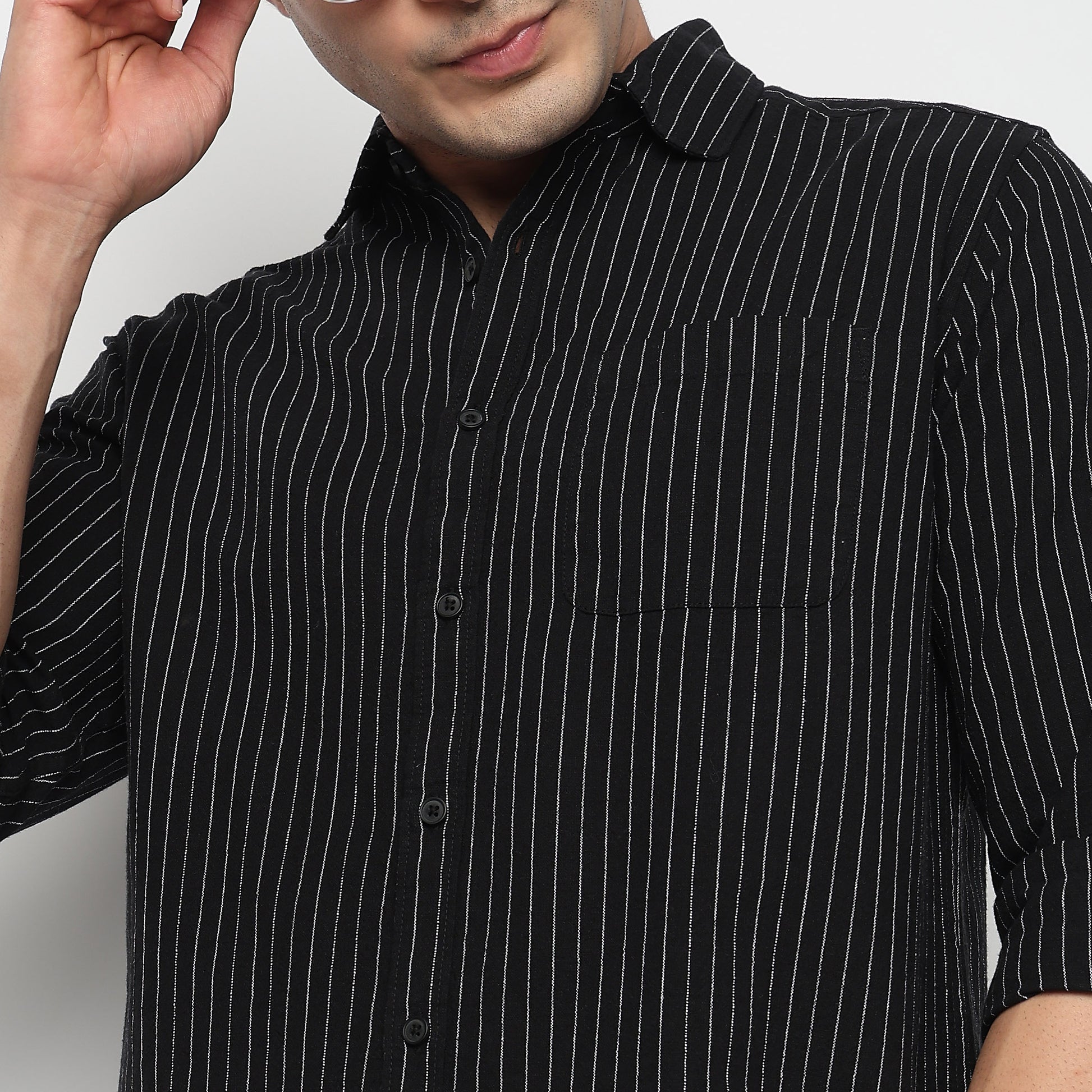 Cotton Striped Cuban Shirt 