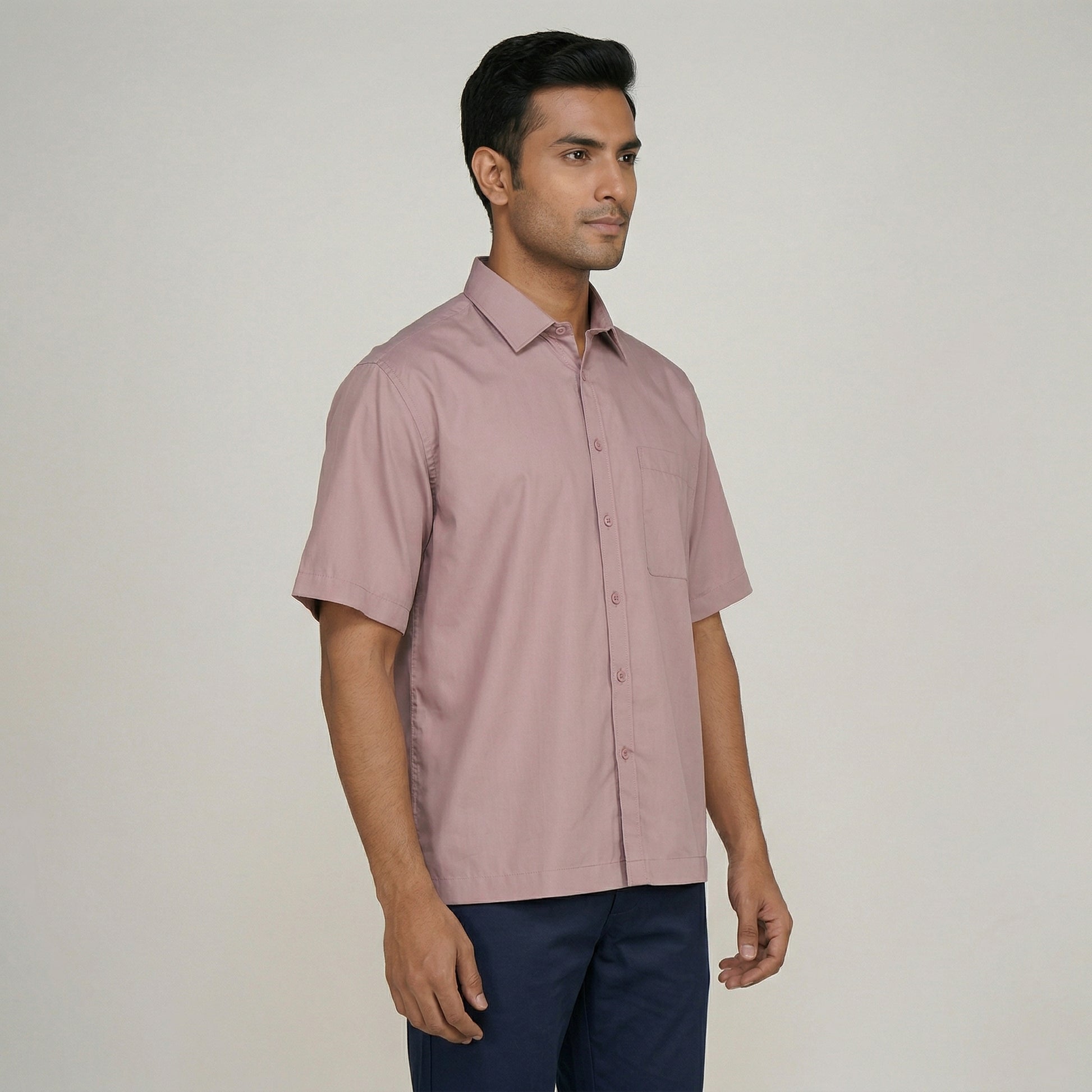 Half Sleeve Solid Cuban Shirt