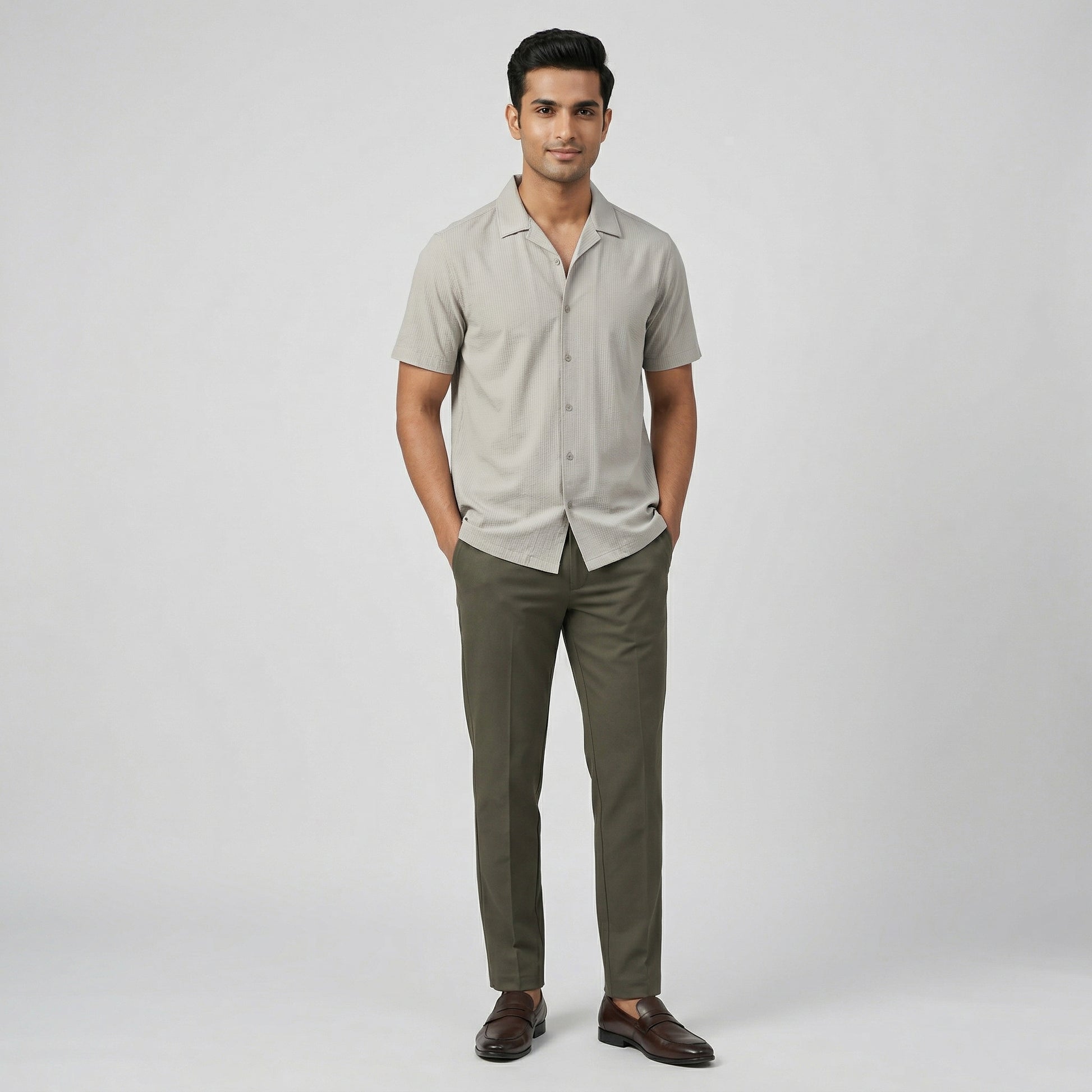 Half Sleeve Solid Cuban Shirt