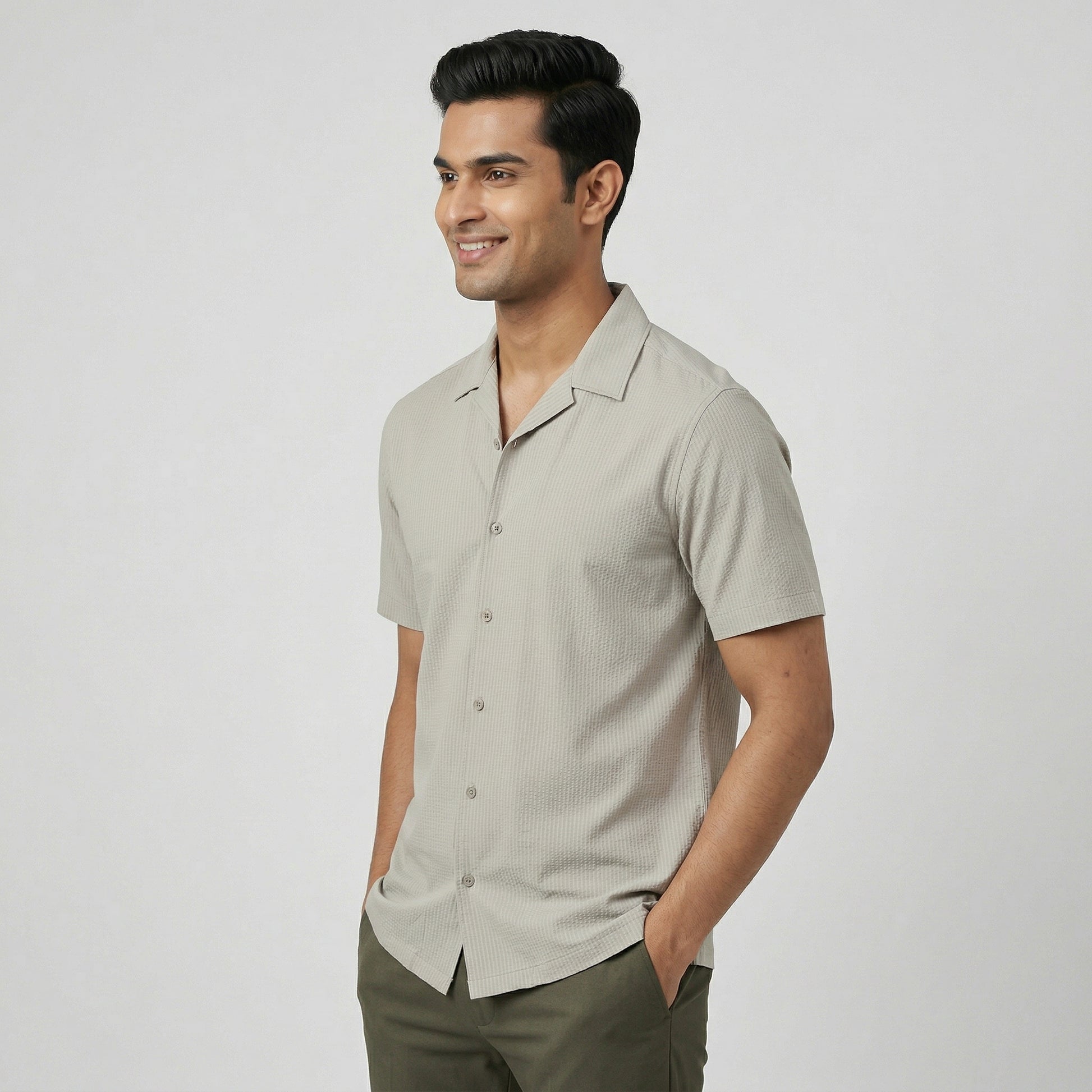 Half Sleeve Solid Cuban Shirt