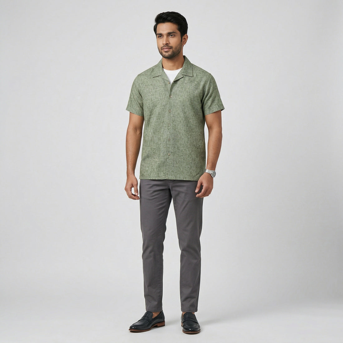 Cotton Solid Cuban Shirt
