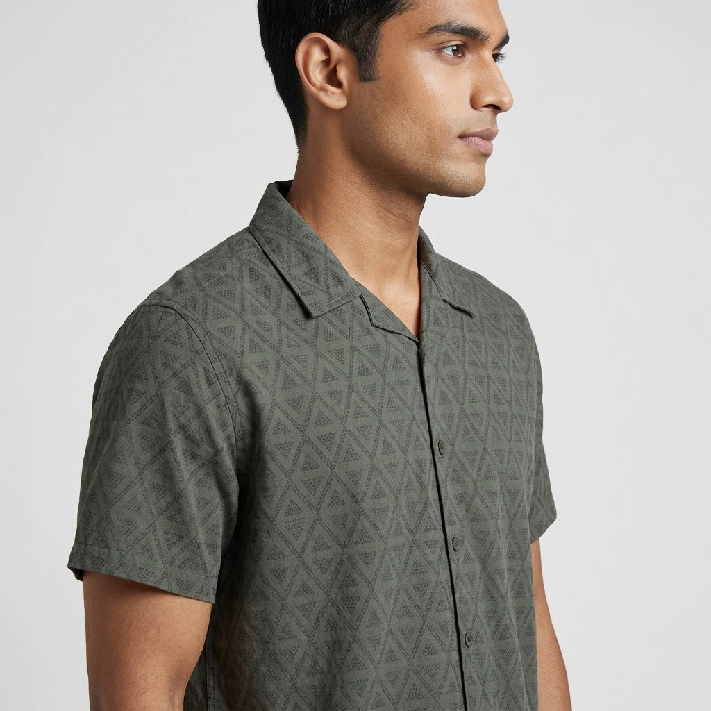 Mens Solid Cuban Shirt