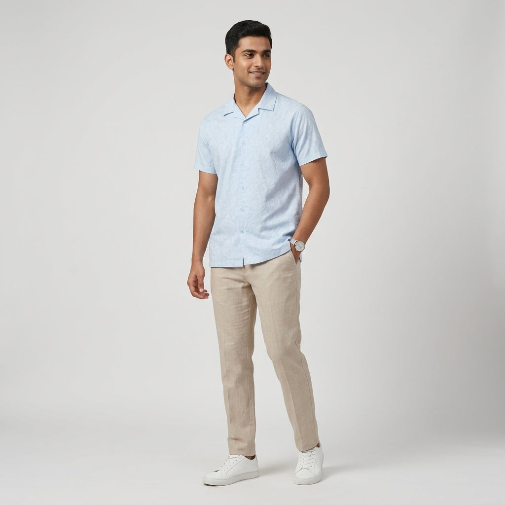 Mens Solid Cuban Shirt