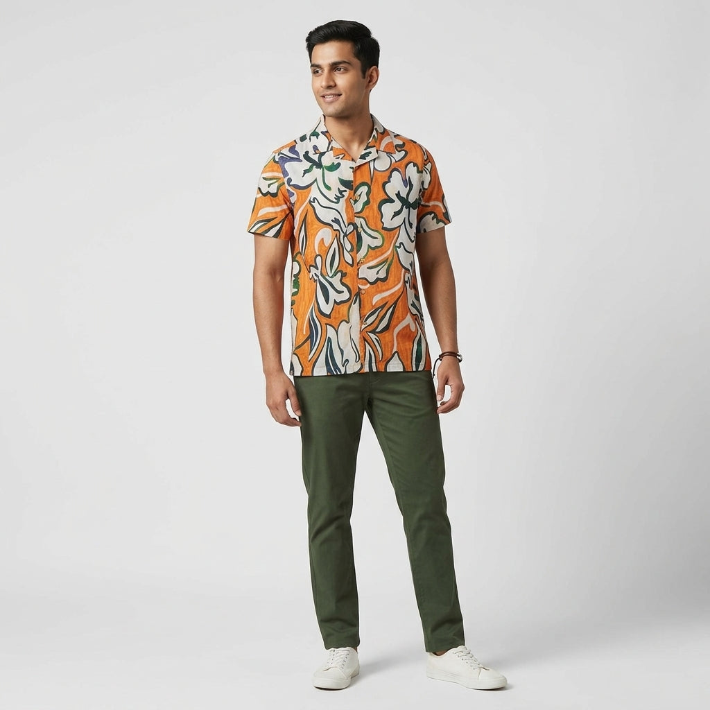 Mens Solid Cuban Shirt