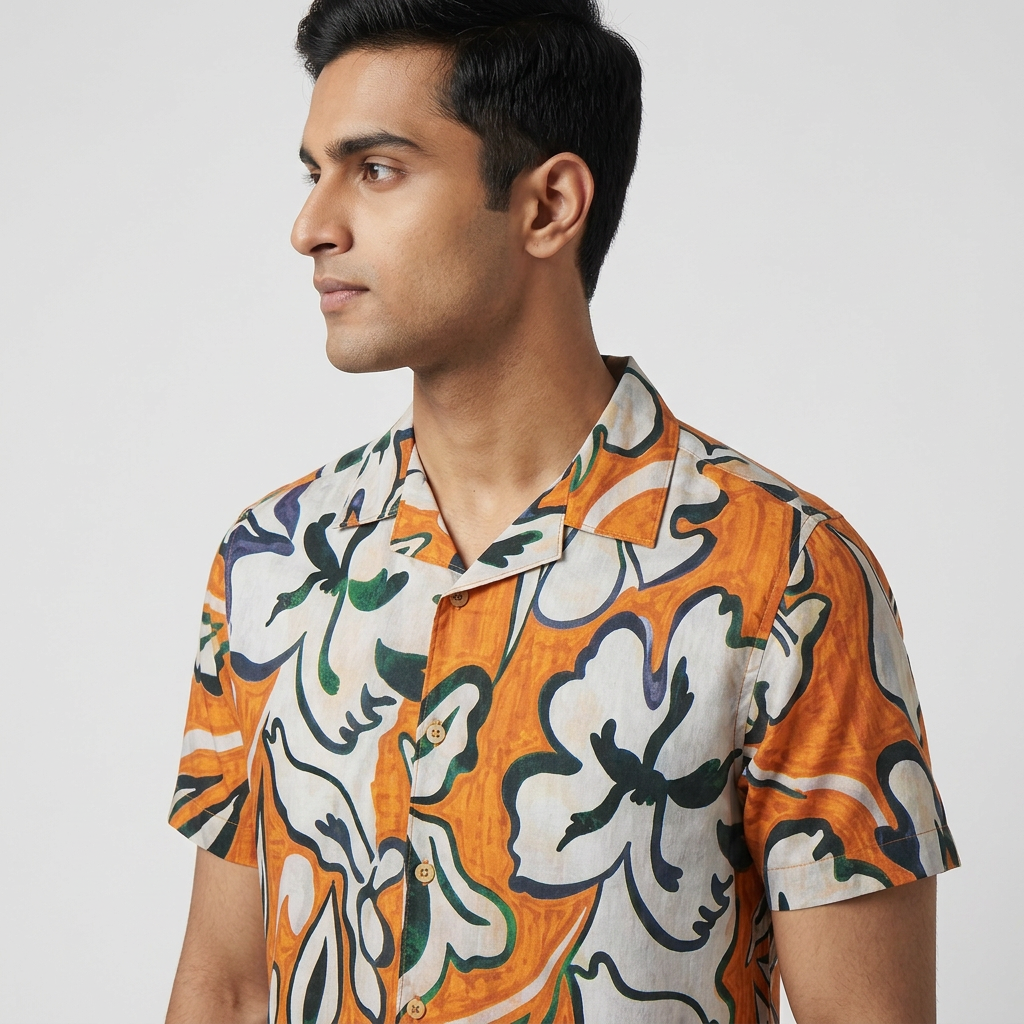 Mens Solid Cuban Shirt