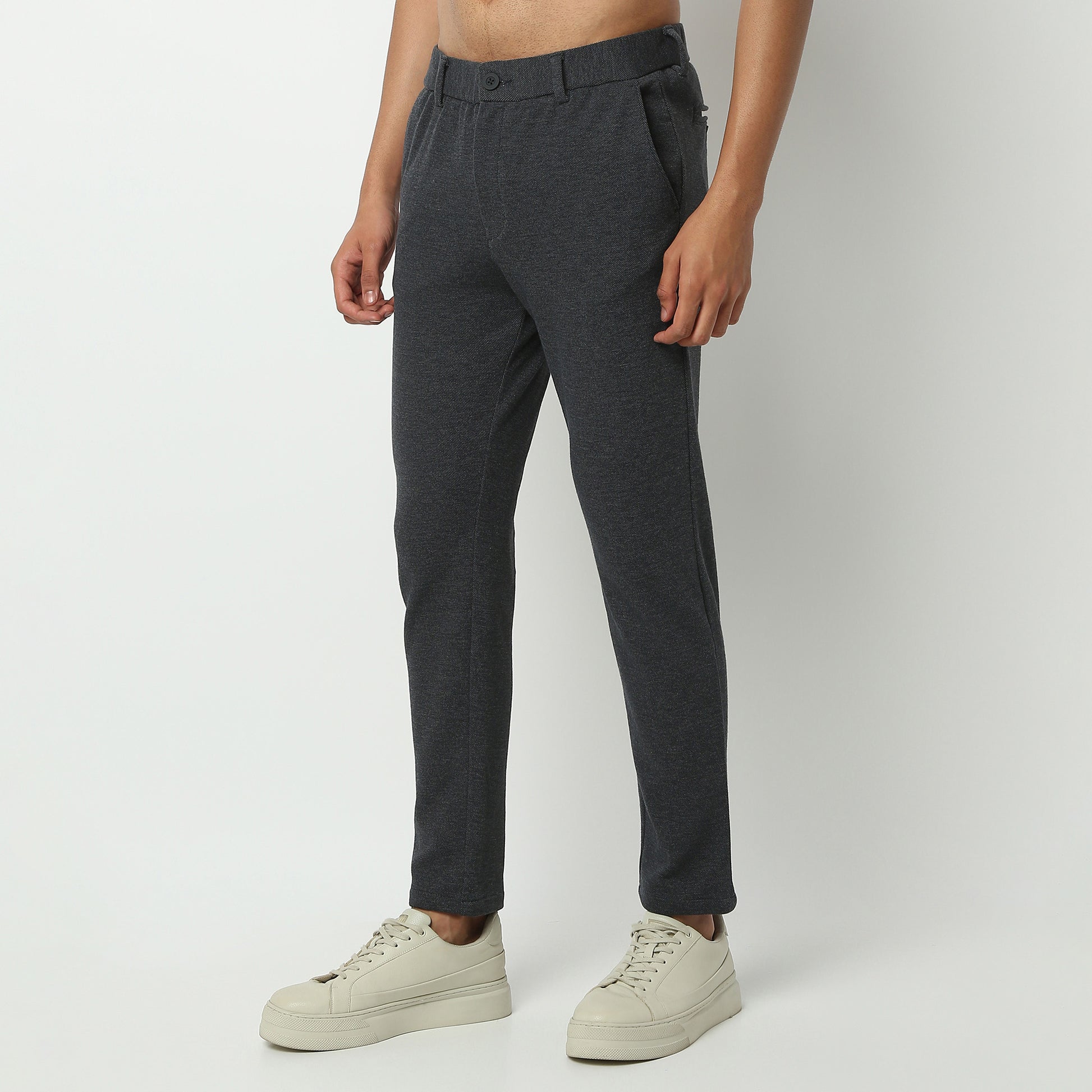 Regular Fit Solid Ankle Length Mid Rise Pants