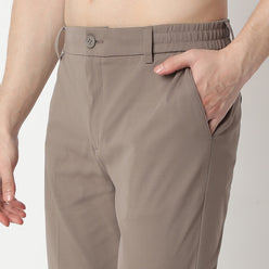 Regular Fit Solid Mid Rise Trousers