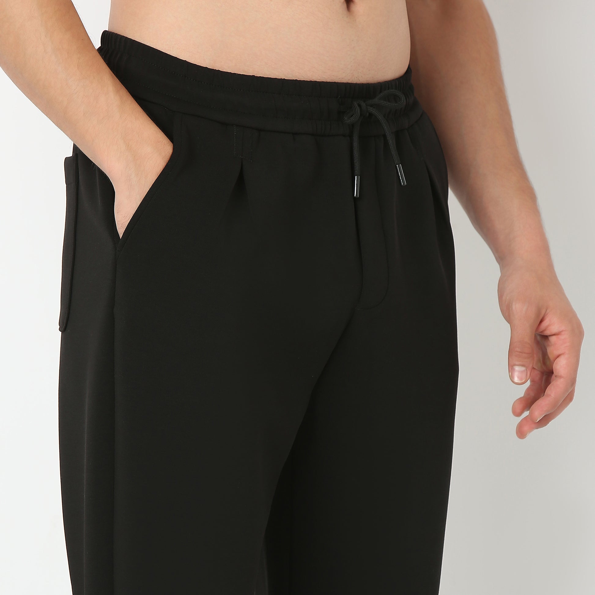 Solid Ankle Length Knitted Textured Pants