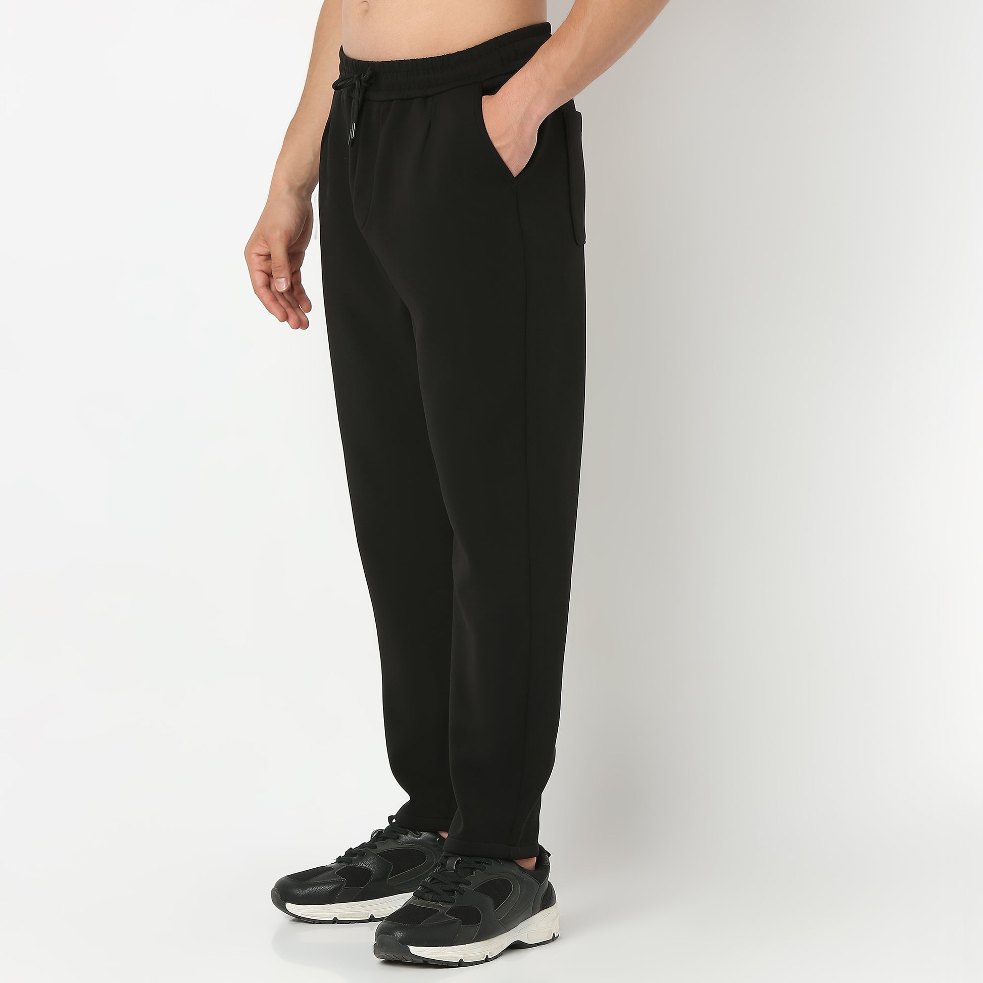 Solid Ankle Length Knitted Textured Pants