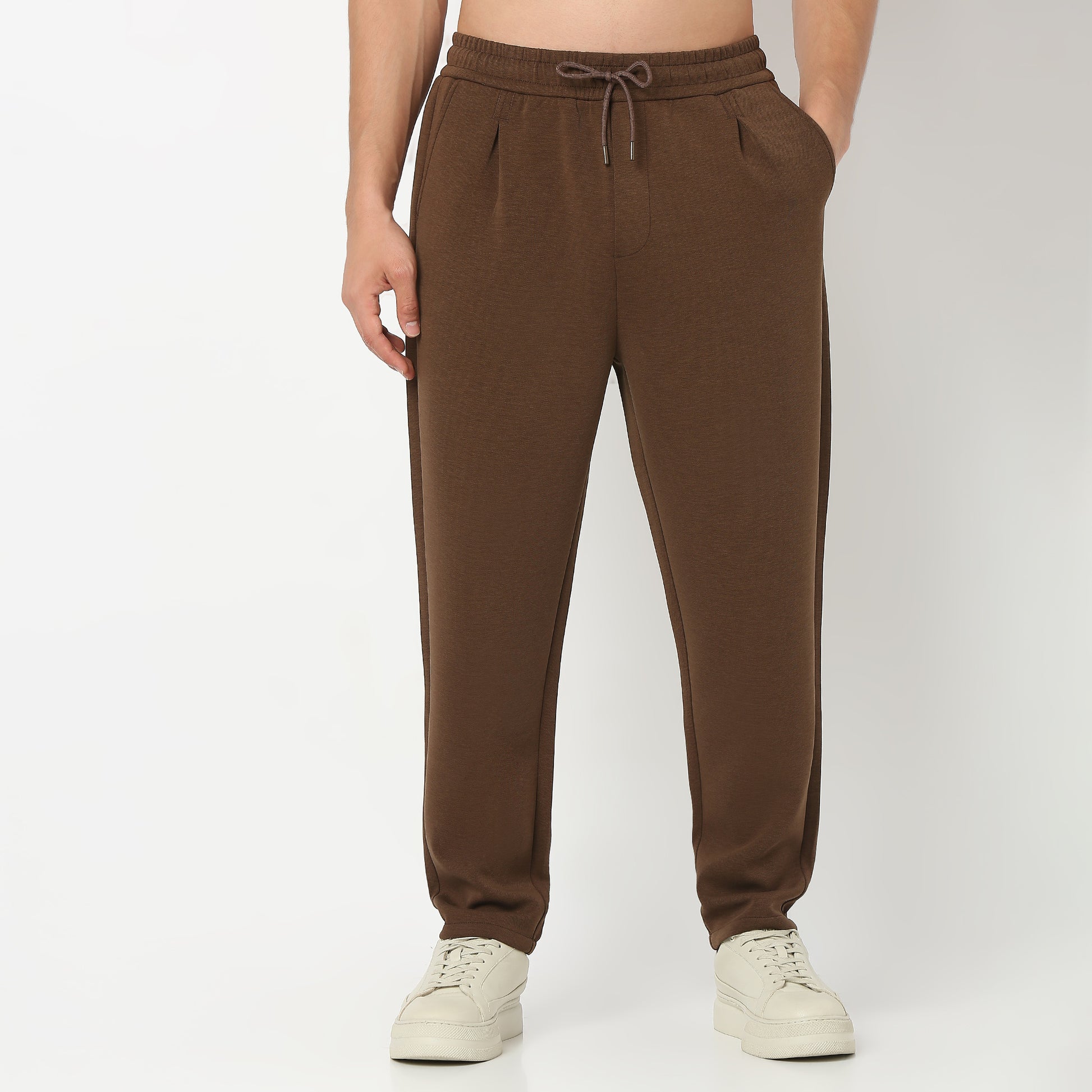 Solid Ankle Length Knitted Textured Pants