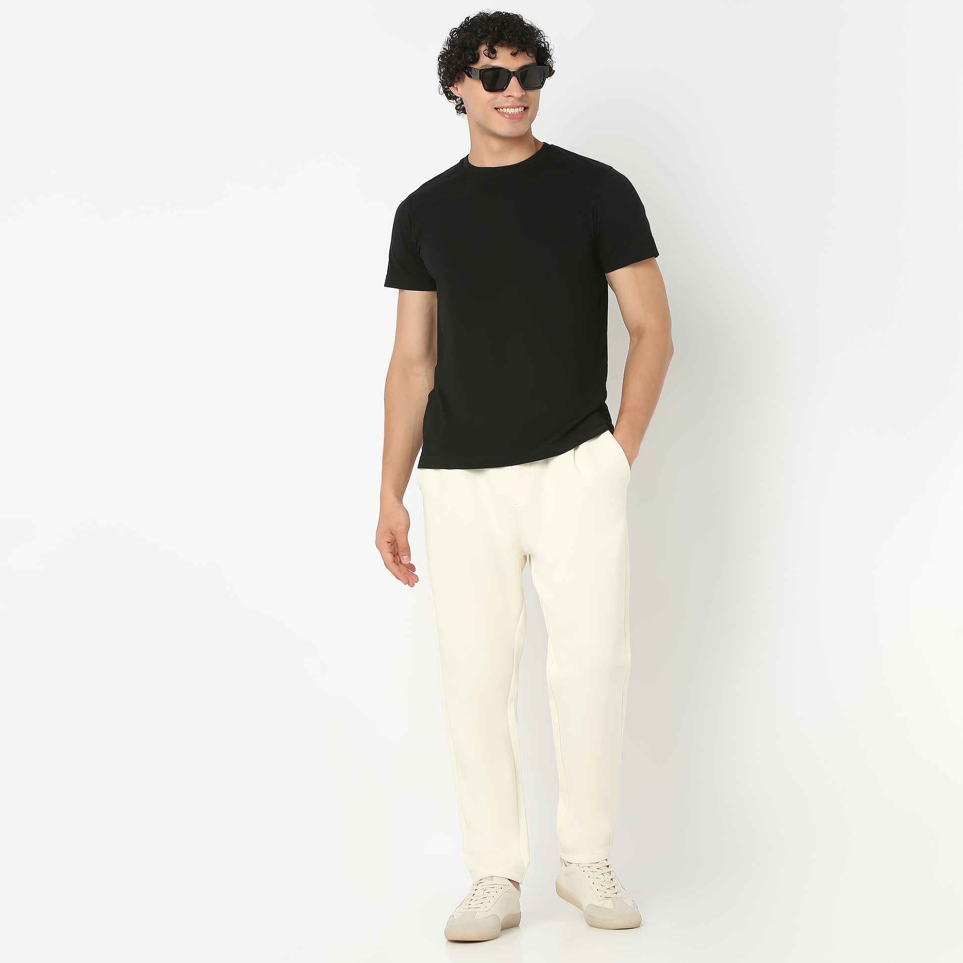 Solid Ankle Length Knitted Textured Pants