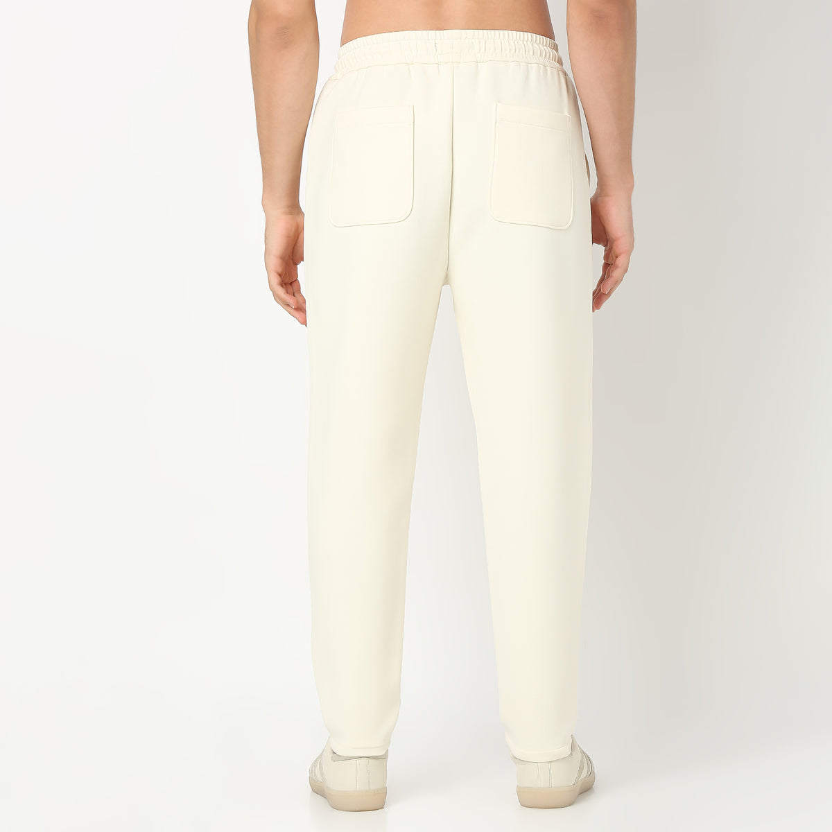 Solid Ankle Length Knitted Textured Pants