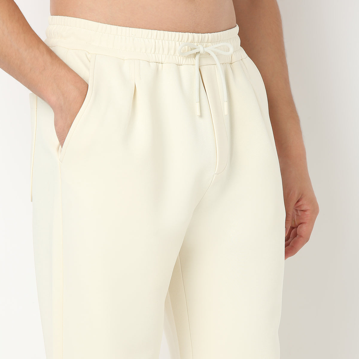 Solid Ankle Length Knitted Textured Pants